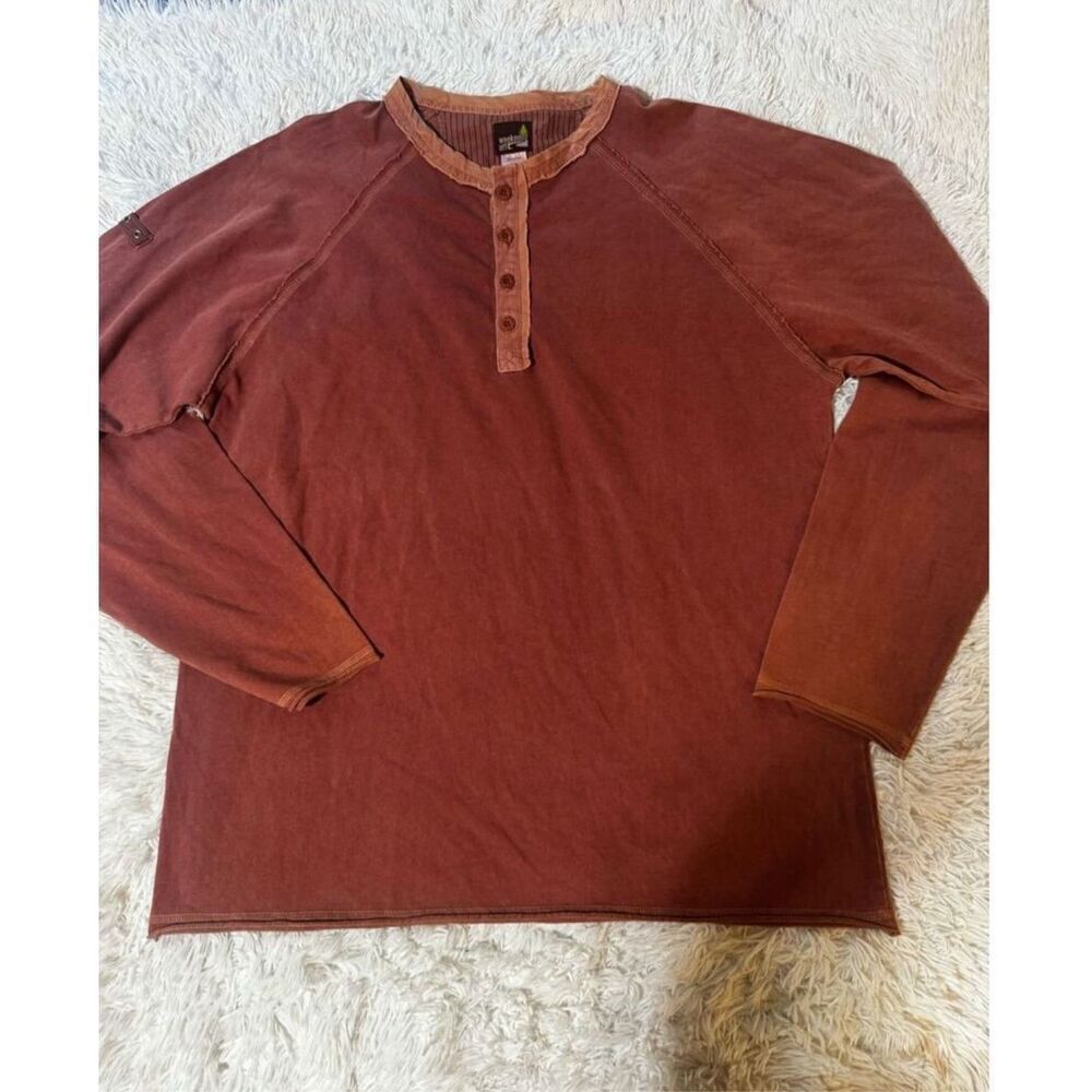 Weekendz off long sleeve henley tee orange stitching layer t shirt XL